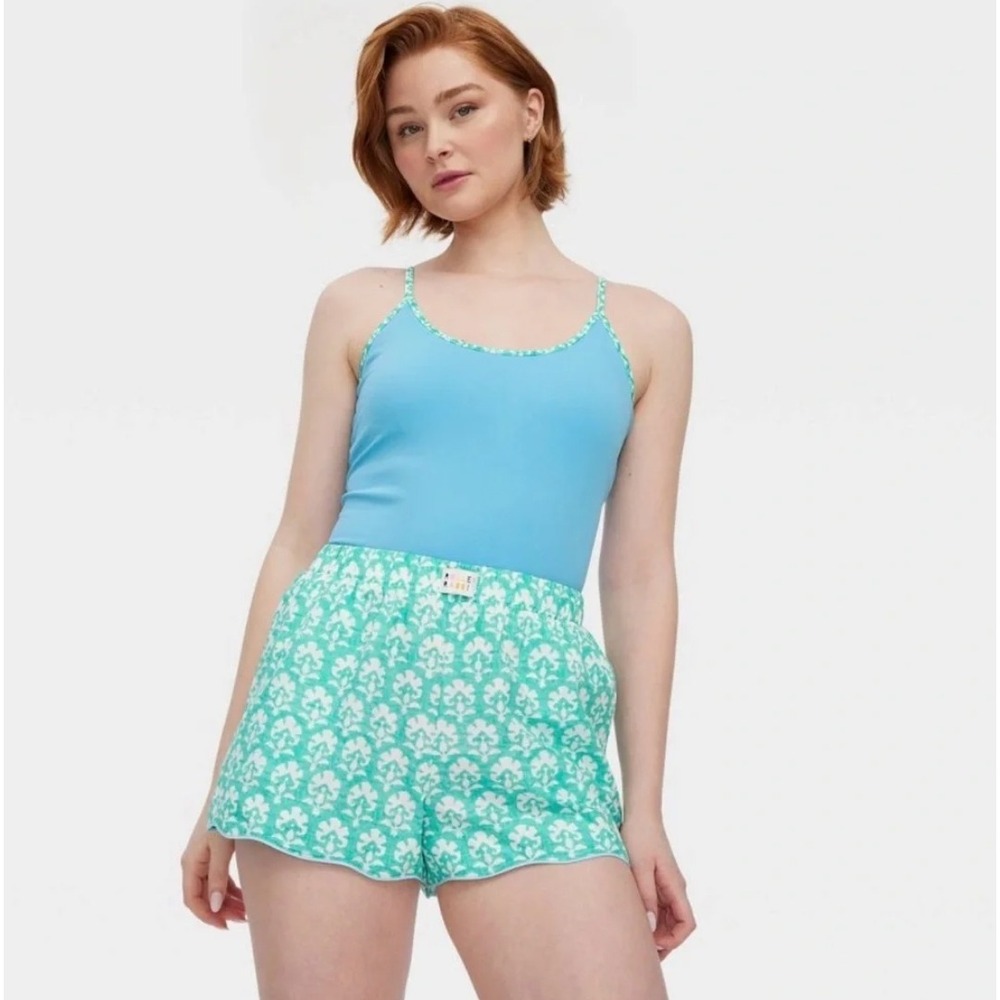 Roller Rabbit x Target Womens Boxer Shorts Green Floral Scalloped Large